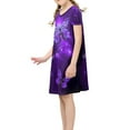 thumbnail image 3 of Xoenoiee Girls Dress V Neck Purple Butterfly Pattern Kids Short Sleeve Casual T-Shirt Dress Playwear Dress Bathing Suit for Kids, Size 3-4 Years, 3 of 6