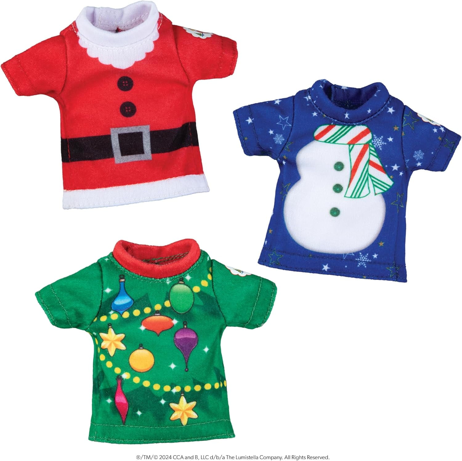 The Elf on the Shelf Claus Couture Christmas Party T-Shirts for Your Scout Elf - Includes Three Christmas Themed tees with Collectible tin Suitcase