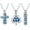 Blue, variant on 3 Pack Cremation Urn Necklace for Ashes for Women Men Heart Lotus Cross Cylinder Cremation Jewelry for Ashes Loved One Memorial Keepsake Pendant