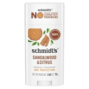 Schmidts Sandalwood And Citrus Aluminum Free Natural Deodorant Stick, 2.65 Oz..