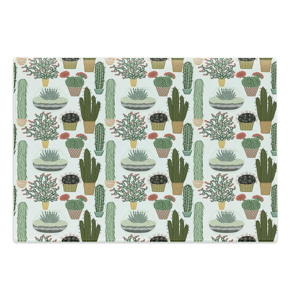 Cactus Cutting Board, Pattern with Succulent Plants and Cactuses in Pots Botanical Floral Mexican Garden, Decorative Tempered Glass Cutting and Serving Board, Large Size, Multicolor, by Ambesonne