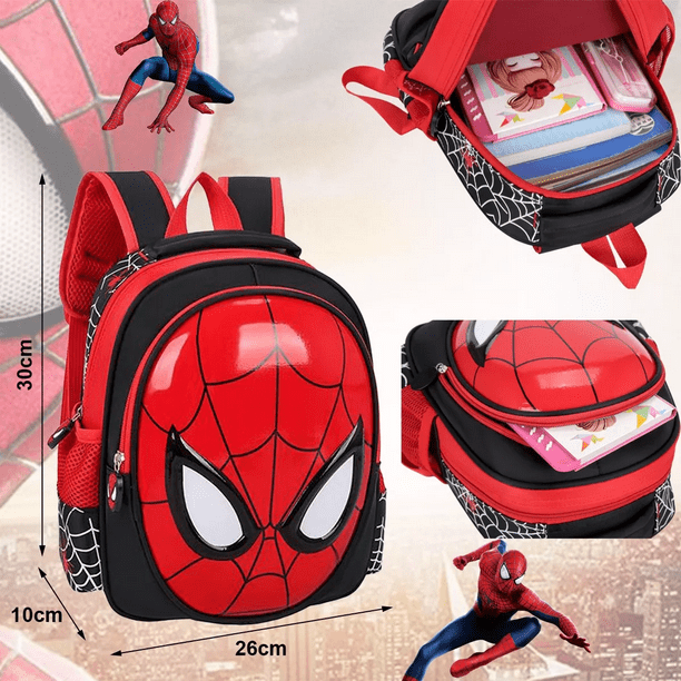 Mochila Escolar Preescolar Impermeable Spider Man 3d Dibujos Animados Color Rojo Con Negro Walmart en linea