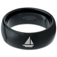 thumbnail image 2 of Tungsten Sail Cruiser Speed Boat 2d Art Band Ring 8mm Men Women Comfort Fit Black Dome Polished, 2 of 4