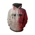 thumbnail image 3 of Sudadera con capucha para hombre de Halloween con estampado 3D de calavera con sangre goteante, sudadera con capucha fina unisex con estampado de letras y festival de terror de moda de otoño, 3 of 4