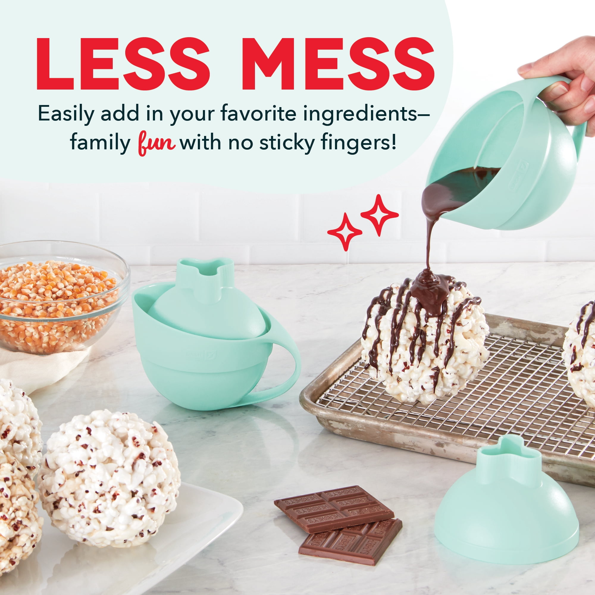 Dash Popcorn Ball Maker Set of 2, Makes 3.5" Popcorn Balls, Aqua