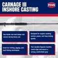 thumbnail image 2 of Penn Carnage III Inshore Casting Fishing Rod, 7 Feet, Load Rating 8 to 15 Lbs, Black, 2 of 10