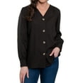 thumbnail image 3 of Elsie & Zoey Izara Front Button Down Long Sleeve V-Neck Blouse for Women, 3 of 7