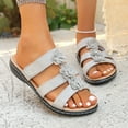 thumbnail image 5 of Viluyesy Women's Wedge Sandals, Peep Toe Floral Fashion Soft Sole Summer Beach Slip-On Slippers Gray 7, 5 of 9