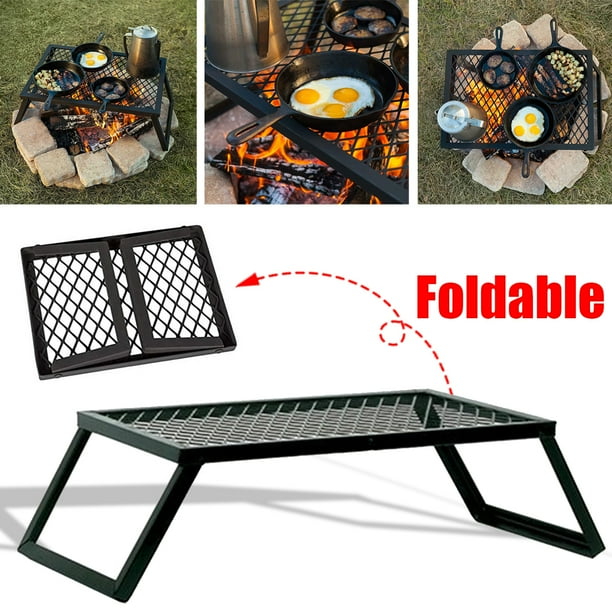 Heavy Duty Camp Over Fire Grill Foldable Campfire Grill Grate Outdoor Barbecue Cooking Rack Accessories 19 69 X 11 81 Walmart Com Walmart Com