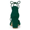 thumbnail image 4 of BLISSFUL STEP Women's Pointy Toe Chunky Heels Lace Up Pumps Green 7, 4 of 7
