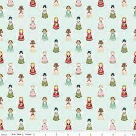Christmas Village Angels Mint Cotton Fabric