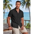 thumbnail image 3 of COOFANDY Men's Cuban Guayabera Linen Shirt - Short Sleeve Casual Beach Summer Button Down, 3 of 8