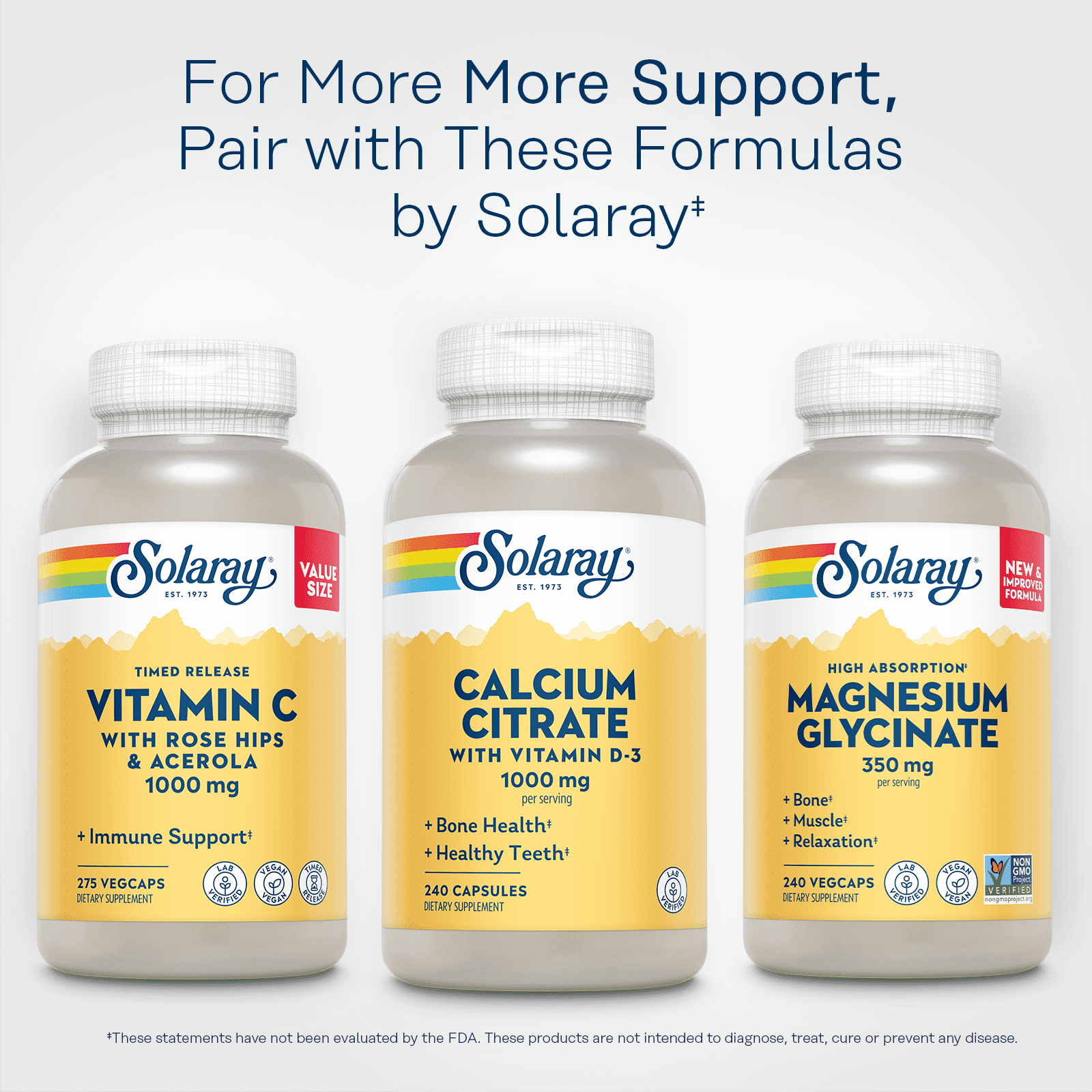Solaray Calcium Citrate w/ Vitamin D3 1000mg, Healthy Bones & Teeth, Heart, Muscle & Nerve Support, 60 Serv, 240 VegCaps