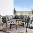 thumbnail image 2 of Lounge Sectional Sofa Chair Set, Aluminum, Metal, Steel, Grey Gray, Modern Contemporary Urban Design, Outdoor Patio Balcony Cafe Bistro Garden Furniture Hotel Hospitality, 2 of 10