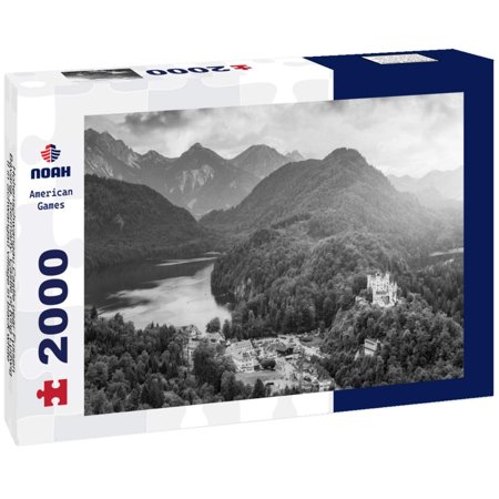 Noah Jigsaw Puzzle Hohenschwangau Castle near Fussen, Bavaria, Germany. Castle of King Ludwig II in Schwangau village in black white 2000 pieces