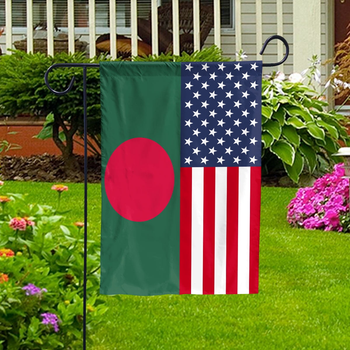 American Bangladesh Flag Bangladeshi Friendship U.S.A Memorial Day Patriotic For House Flag, Double-Sided Decorative Outdoor Flag, Patriotic Polyester Yard Flag 29.5 x 39.5 in