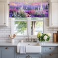 thumbnail image 2 of Purple Lavender Farmhouse Short Window Curtain Valances, Spring Country Oil Painting Butterfly Flower Rod Pocket Kitchen Valances for Living Room Bedroom Bathroom Cafe 42" x 18", 2 of 8