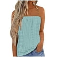 thumbnail image 3 of Pxiakgy shirts for women Bandeau Top Women's Breathable Sleeveless Summer Tops Stretch Tube Top Off Shoulder Top Casual Beach Strapless Top Backless Top Sky Blue + XXL, 3 of 5