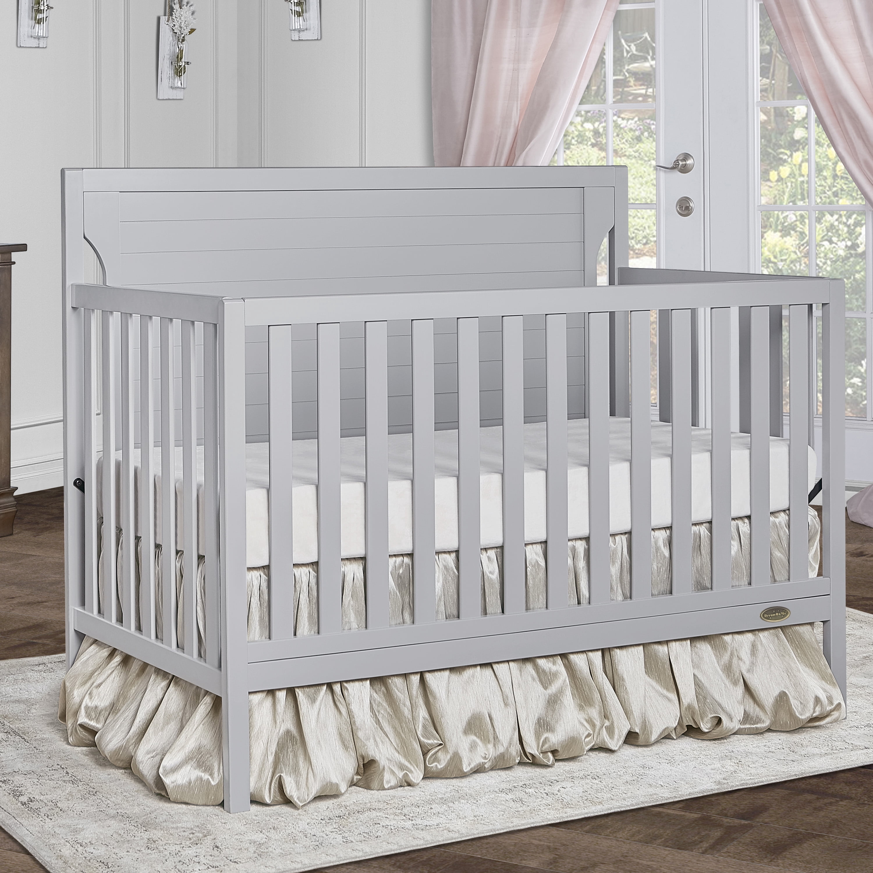 Nursery Bundle, Dream On Me Cape Cod 5 in 1 Convertible in Pebble Grey and Crib & Toddler Mattress Bundle