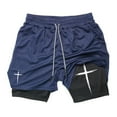 thumbnail image 3 of Cross Print 2 in 1 Performance Shorts for Men Gym Workout Running Shorts with Phone Pocket Towel Loop Sports Athletic Activewear black XL, 3 of 6