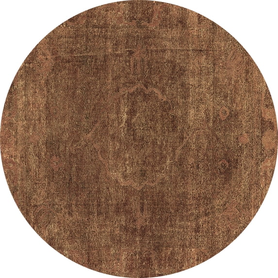 Ahgly Company Indoor Round Oriental Brown Industrial Area Rugs, 6' Round