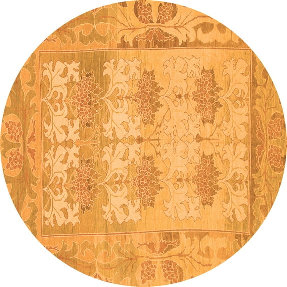 Ahgly Company Indoor Round Oriental Orange Traditional Area Rugs, 4' Round