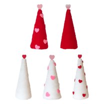 LAMIRO 5 Pcs Valentine Day Tree Table Decorations Yarn Wrapped Mini Trees Pink White Valentine's Day Table Top Decor for Farmhouse Indoor Room Kitchen Tiered Tray Shelf Decor Valentine Centerpieces