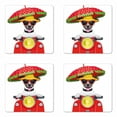 thumbnail image 1 of Animal Coaster Set of 4, Dog with a Hat and Sunglasses Driving Motorcycle Under an Umbrella Funny Holiday Image, Square Hardboard Gloss Coasters, Standard Size, Red, by Ambesonne, 1 of 2