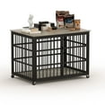 thumbnail image 6 of Furniture Style Dog Crate Wrought Iron Frame Door With Side Openings, Grey, 43.3''W X 29.9''D X 33.5''H., 6 of 21