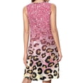 thumbnail image 2 of Glam Pink Glitter Leopard Pattern Spring Summer Dresses for Women Fashion T-shirt Dress Casual Sleeveless Loose Sundress with Pockets, 2 of 5