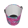 thumbnail image 3 of XMXT Collapsible Laundry Basket, Magenta Tropical Botanical Print Waterproof Laundry Hamper, 40L Pink, 3 of 8