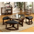 thumbnail image 3 of Gracious Round Wooden Coffee Table With Stylish Wedge Shaped 4 Ottomans - Saltoro Sherpi, 3 of 3
