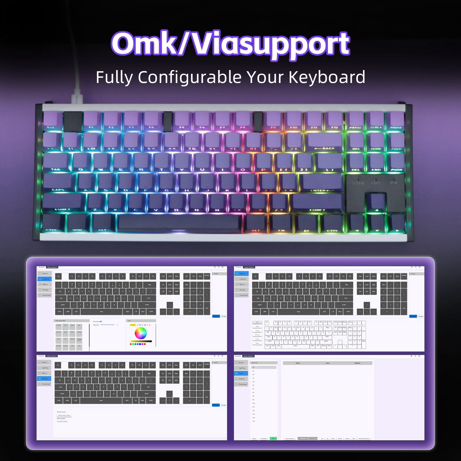 87 Keys Aluminum Mechanical Gaming Keyboard, 0.005 Precision 0.001 Low Latency, 5-Side Dye-Sub Keycaps, 17 ARGB Modes Support Win Mac VIA Customization