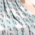 thumbnail image 3 of Light Blue Cartoon Unicorn Head Pattern Blanket,Comfortable Soft Flannel Throw Blanket,All Season,Warm Lightweight Blankets for Sofa Bed Couch Living Room Chair,30"x40", 3 of 4