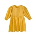 thumbnail image 3 of Odeerbi Kids Girls Long Sleeve Cotton Dress Spring Summer Cute Solid Color Round Neck Lantern Sleeve Dress Kids Girls Clothes, 3 of 5