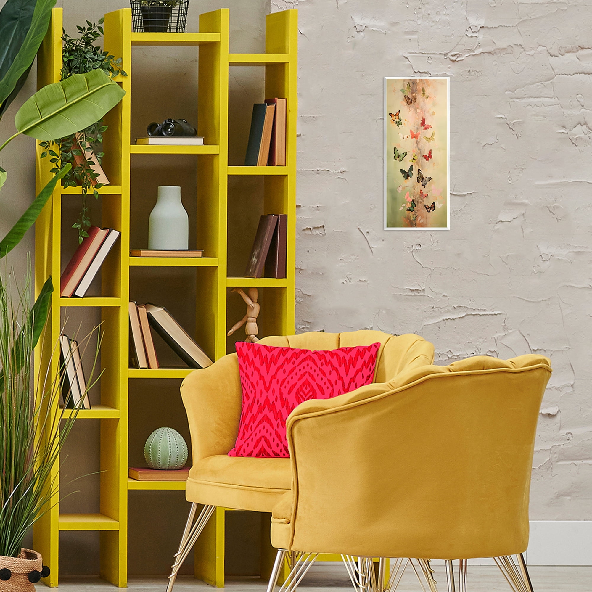 Stupell Industries Neutral Butterfly Tower Animals & Insects Painting Unframed Art Print Wall Art, 7 x 17