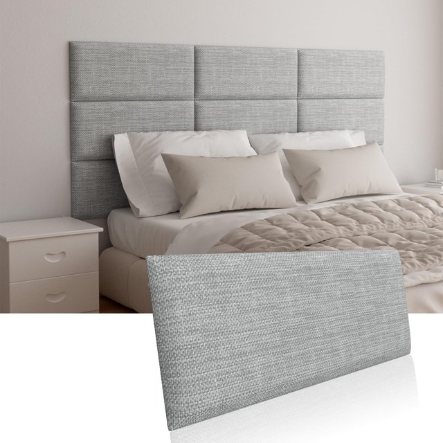 Cabecero de pared Greymond King, tela de rizo gris claro
