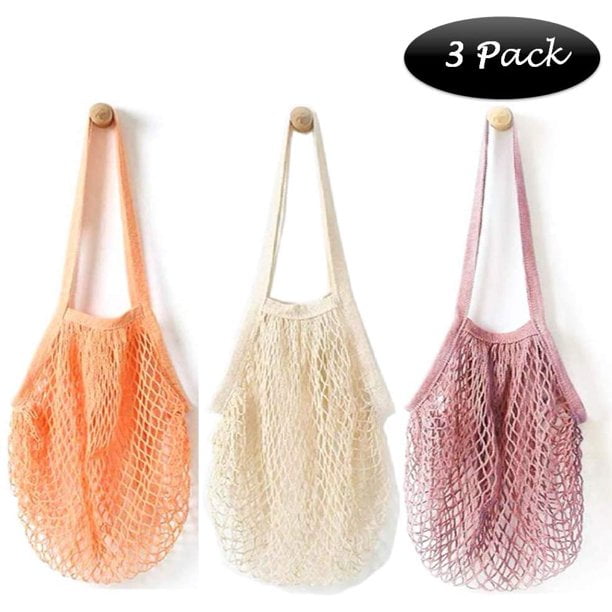 1x Mesh Cotton Net String Bag Portable Reusable Organizer Shopping Tote Handbag 
