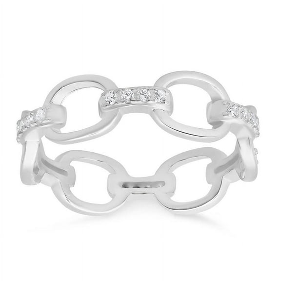 Kylie Harper Sterling Silver CZ Paper Clip Band Ring