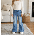 thumbnail image 3 of KIDSCOOL Girls Bell Bottom Denim Pants 18M-14T Elastic Waist Flare Jeans,Light Blue,7-8 Years, 3 of 7