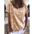 thumbnail image 1 of Camiseta holgada con estampado de lunares para mujer, camisetas de manga corta con cuello en V para mujer, Tops básicos versátiles informales de moda diaria 2023, 1 of 5