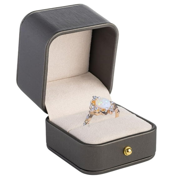 Elegant Leather Ring Box for Proposal, Engagement Ring box Premium jewelry ring Case, wedding ring box, Anniversary, Valentine's Day Ring gift box charcoal, Ring