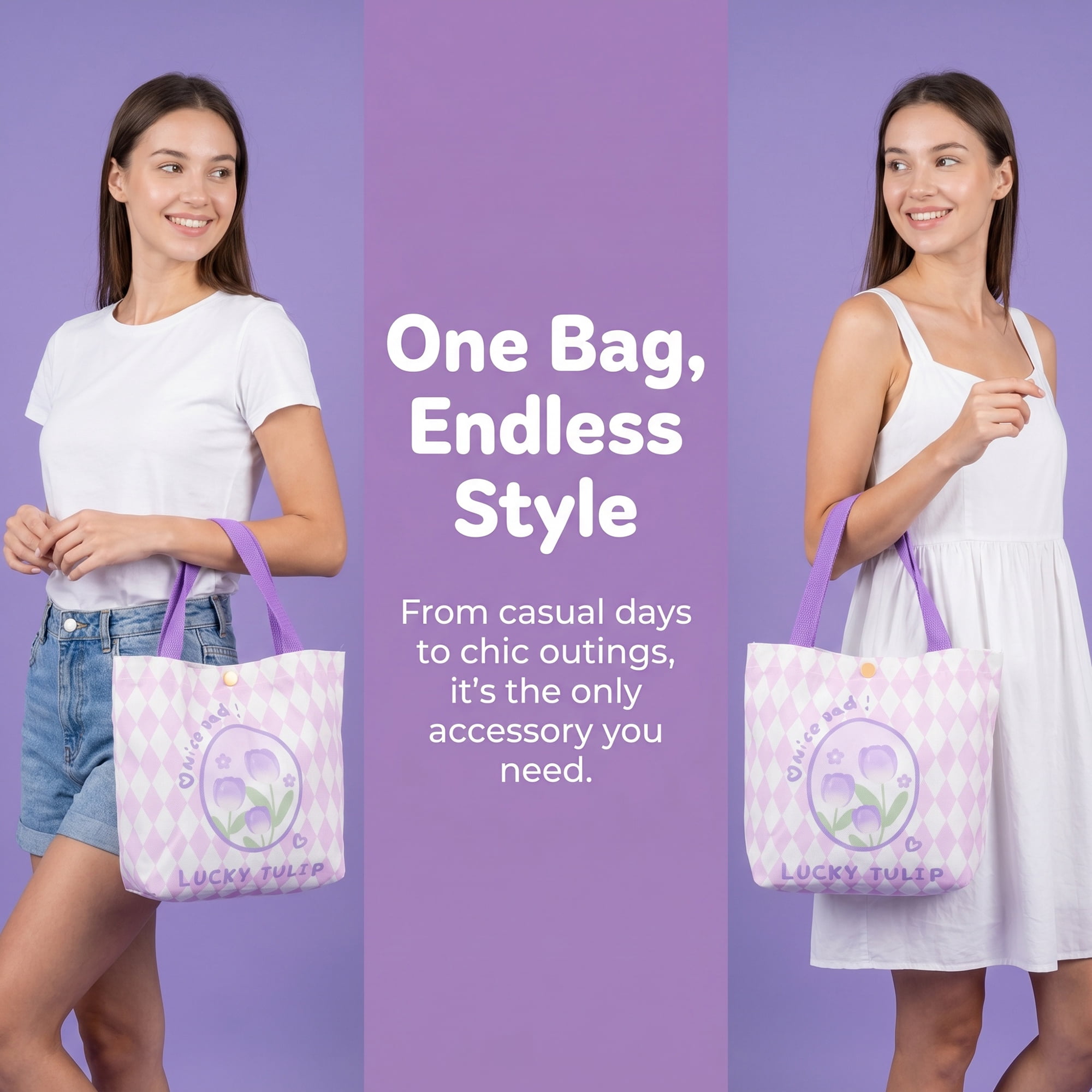 Unique Bargains Stylish Canvas Gift Bags with Comfortable Handle Purple 9.8" x 3.1" x 8.7"