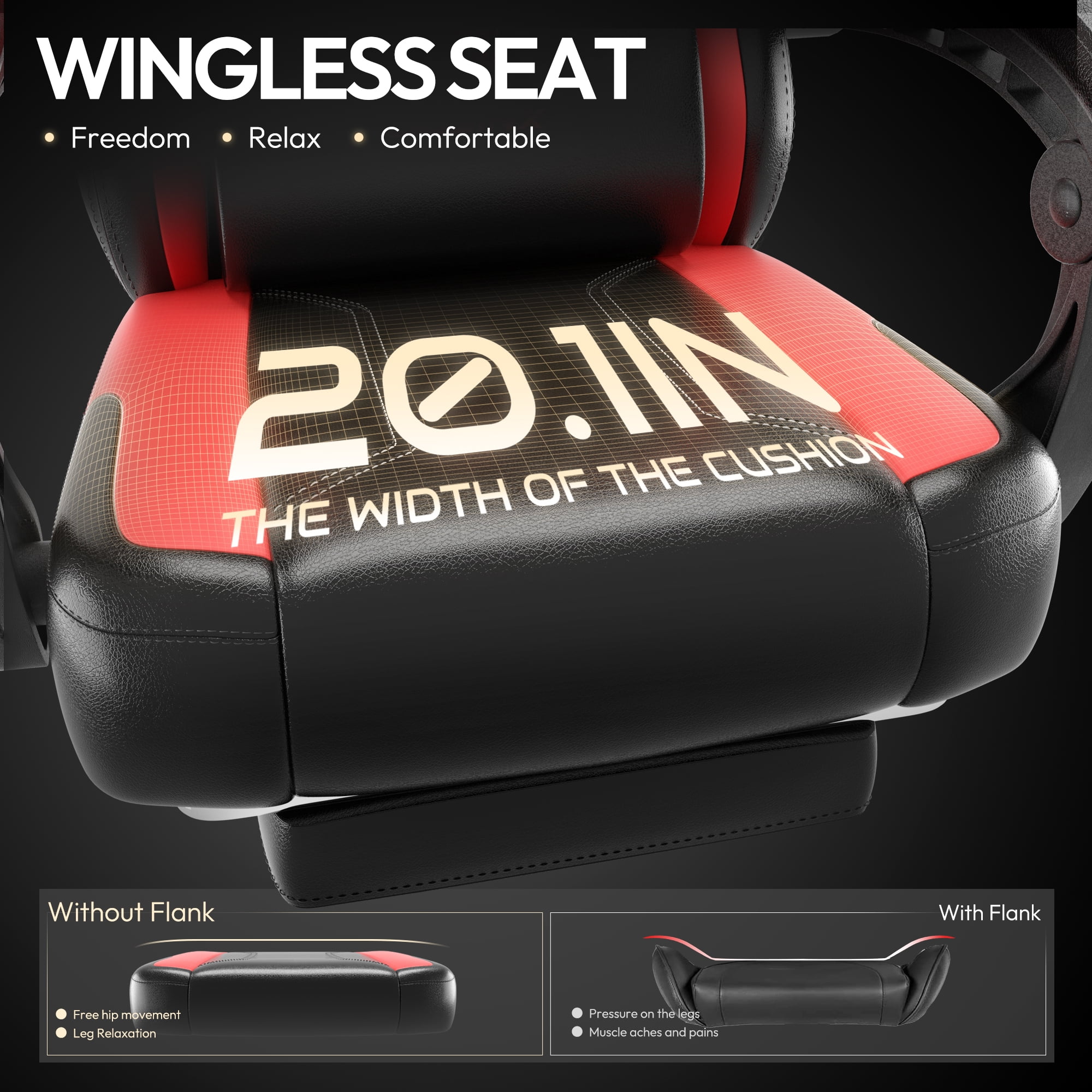 Dowinx Gaming Chair with Pocket Spring Cushion for Adults, Ergonomic Computer Chair with Footrest and Massage Lumbar Support for Office, Gaming, 300LBS, Red