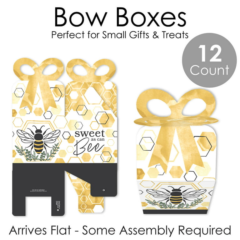 Big Dot of Happiness Honey Bee - Square Favor Gift Boxes - Baby Shower or  Birthday Party Bow Boxes - Set of 12