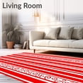 thumbnail image 2 of ODIKA 3'x5' Machine Washable Non-Slip Area Rug, Cane Stripe Seasonal with Swirled Peppermint Accents High Traffic Rug with Pad, Red, 611324, 2 of 8