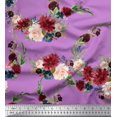 thumbnail image 1 of Soimoi Purple Cotton Poplin Fabric Ranunculus & Penoy Floral Print Print Fabric by the Yard 42 Inch Wide, 1 of 3