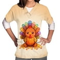 thumbnail image 3 of Feancey Womens Thanksgiving Scrubs Short Sleeve V Neck Nursing Tops Holiday Casual Turkey Print Scrub Shirt Comfy Loose Working T-Shirt with Pockets Multicolor M, 3 of 7