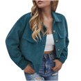 thumbnail image 2 of Chaqueta combinable con bolsillo con botones recortada de pana a la moda para mujer Fridja  po1931, 2 of 7