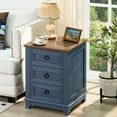 thumbnail image 7 of Joaxswe End Table with Charging Station, Bedside Table with 3 Drawer and Storage Cabinet, Small Adult Nightstand for Home Office, Navy, 7 of 7